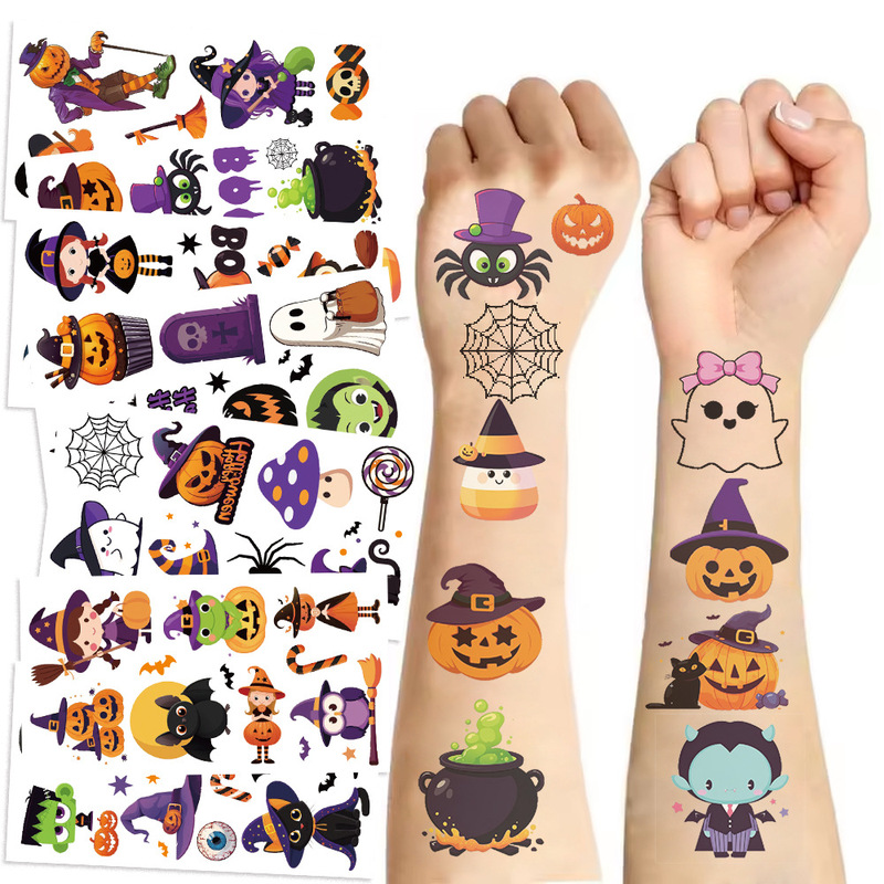 Cross-border New Cartoon Halloween Tattoo Sticker Advanced Sense Boys and Girls Holiday Party Children Temporary Tattoo Sticker