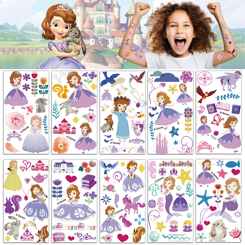 Cartoon Sophia Princess Tattoo Sticker Children Girl Cute Fun Temporary Waterproof Tattoo Sticker Cross Border