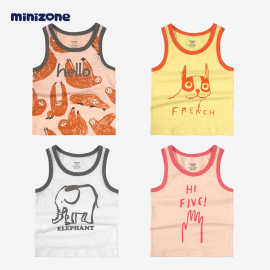 minizone儿童背心内穿棉无袖T恤工字上衣3-8岁小背心夏季清凉潮