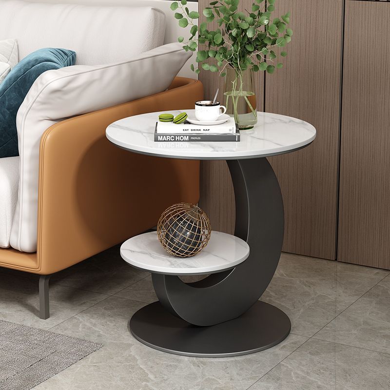 Light Luxury Living Room Sofa Side Table Balcony Round Table Double-Layer High-End Simple Creative Small Table Bedside Home Coffee Table