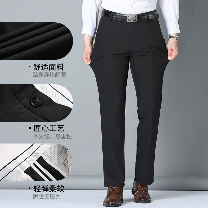 Autumn elastic silk trousers, for middle age