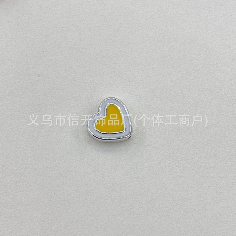 通孔银边滴油双色爱心串珠配件手机链包挂件diy手工饰品串珠材料|undefined