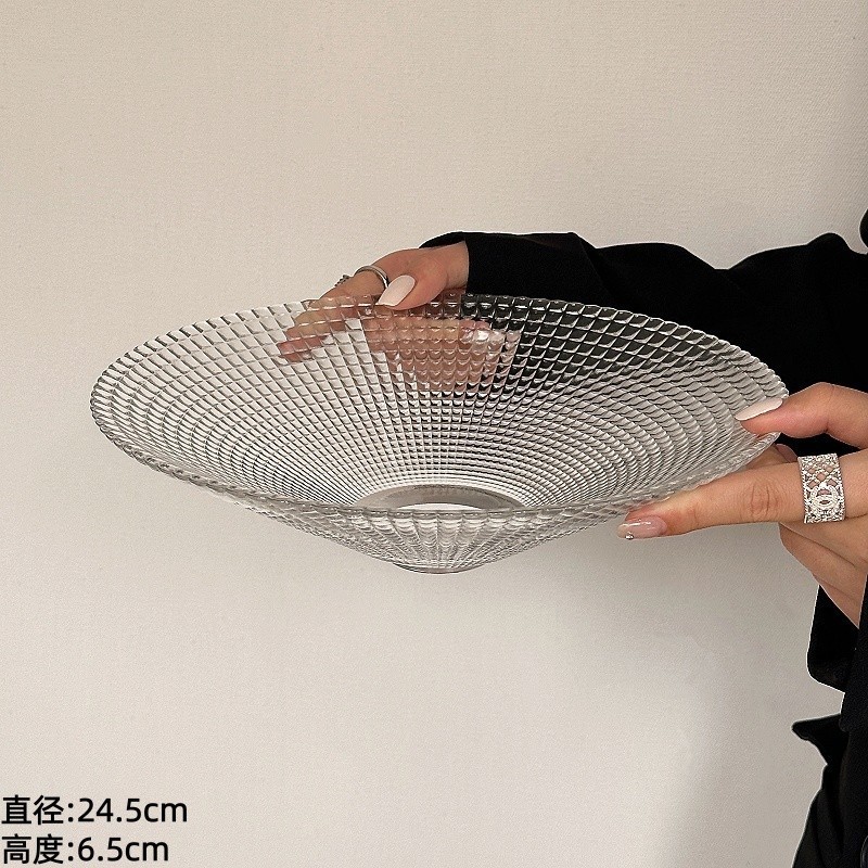 Plato de frutas de vidrio de lujo, mesa de té de sala de estar, plato de dulces de recepción de alta calidad, plato de frutas secas, nueces, bocadillos