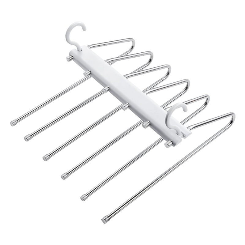 Pantalones de acero inoxidable estante plegable retráctil multi-funcional sin costuras antideslizante ropa rack hogar armario multi-capa ropa percha