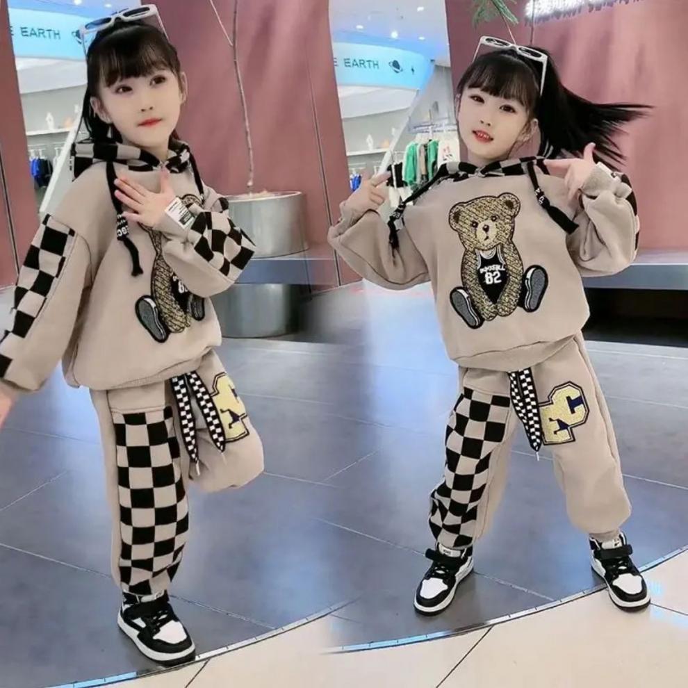 Mädchen Hoodie Und Hosen Set Für Frühling Und Herbst Teddybär_voghion.com