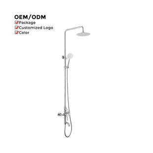 Modern Stainless Steel Material Brushed Color Bathroom Shower Head Hot and Cold Water Wall Mounted Shower Faucet Set