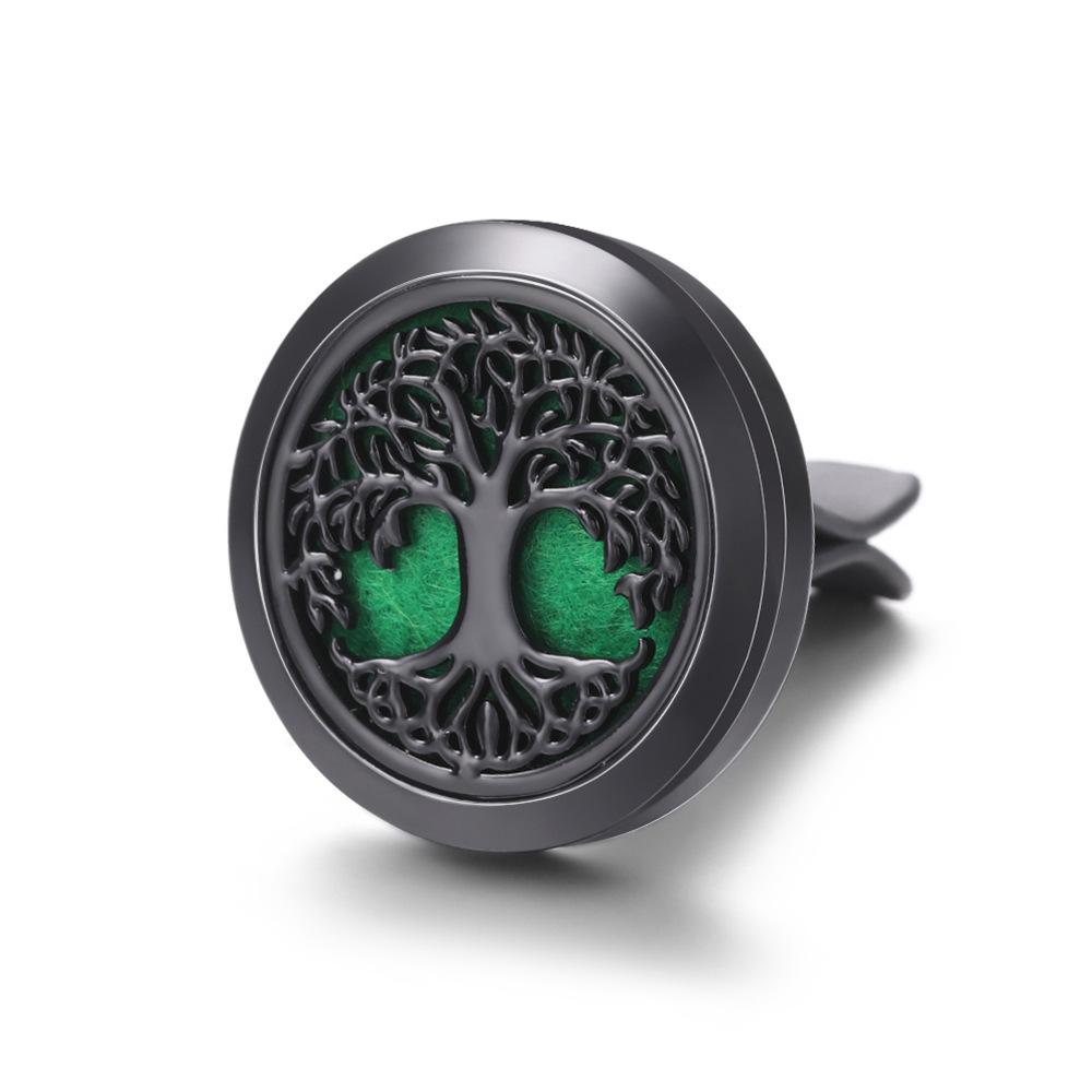 pistola de acero inoxidable negro hueco coche ventilación abrazadera de automóvil perfume árbol de vida automóvil perfume caja de difusión de perfume