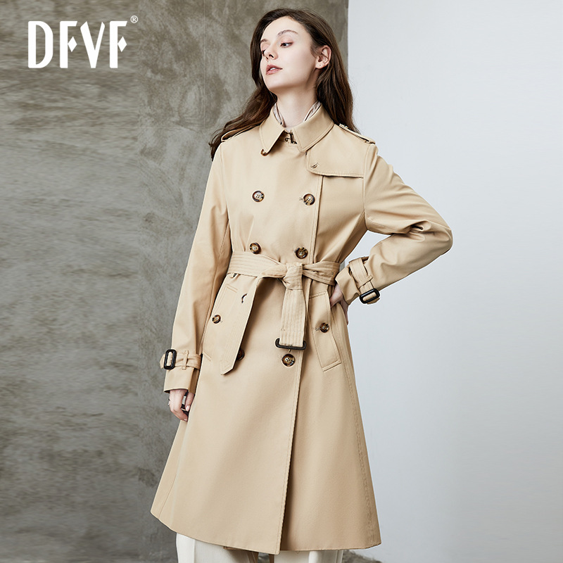 DFVF Yi element trench coat women's 2025 new long commuter temperament all-match British spring and autumn coat women's in stock