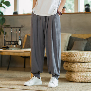 Cotton and hemp Monk pants men's leggings, layout pants, linse, loose collection of meditation trousers summer thin models, monk service women