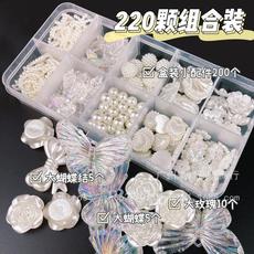 巴洛克配件批发diy珠光蝴蝶结穿孔奶油胶饰品极光蝴蝶珍珠复古材