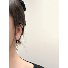 時尚輕奢流蘇珍珠金屬花朵耳環diy手工編織百搭耳飾女材料批發