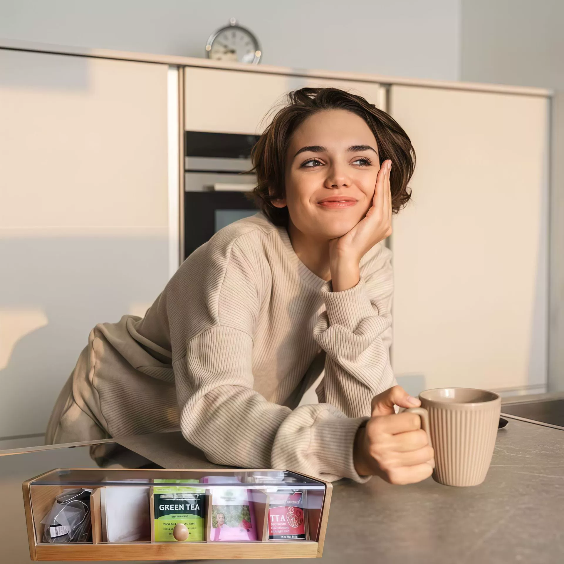 Простые новые изделия из бамбука и дерева: ретро-коробка для хранения чая с пятью квадратными ячейками, универсальные деревянные коробки для чайных пакетиков.