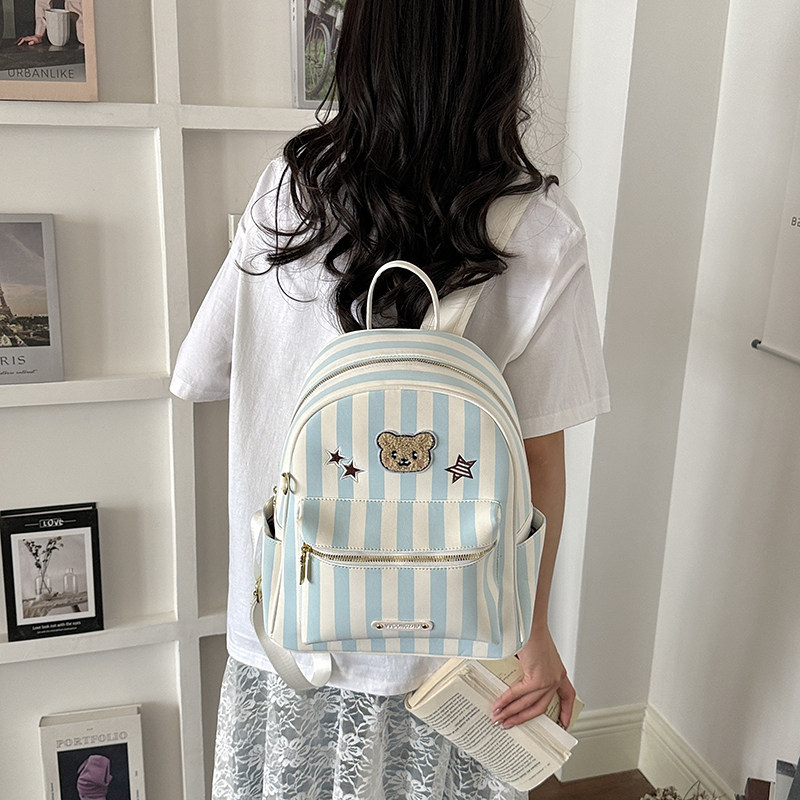 Verano fiesta mochila conejo popular lindas rayas de dibujos animados nuevos estudiantes 2026 mini mochila de mujer