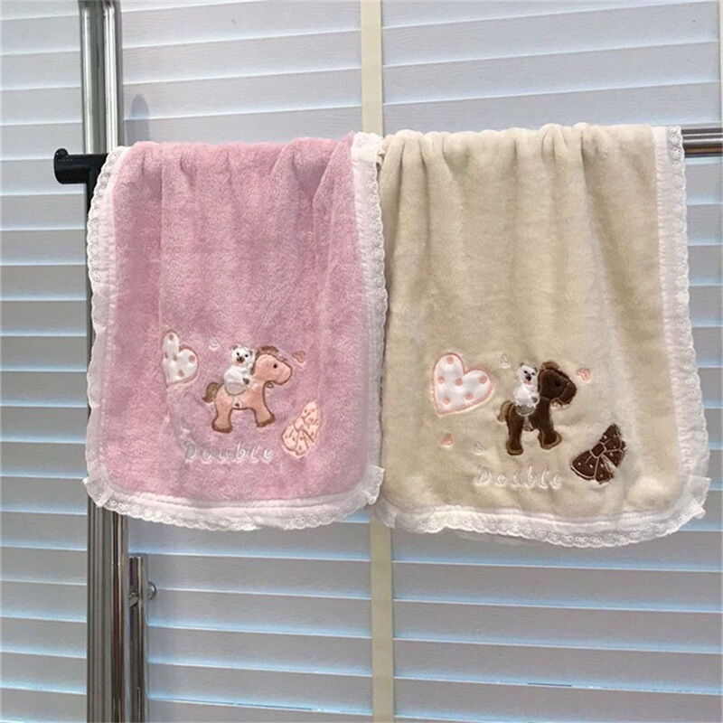 Cute and stylish pony-themed towel for girls, soft face wash towel for home use, absorbent face towel for students Cute and stylish pony-themed towel for girls, soft face wash towel for home use, absorbent face towel for students