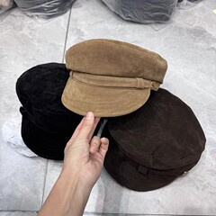 秋冬款厚棉磨毛显瘦保暖平顶帽子女休闲百搭网红时装帽短遮鸭舌帽