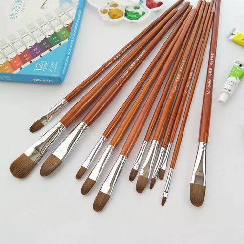 Matisse Wolf Hair Oil Paint Brush Single Round Head Watercolor Pen Art Acrylic Soft-Bristled Pen Set For Students