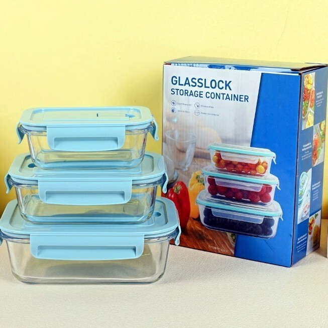 Glass Lunch Box Microwaveable Fresh-Keeping Bowl Gift Set High Borosilicate Glass Fresh-Keeping Bowl Business Bank Gift Set
