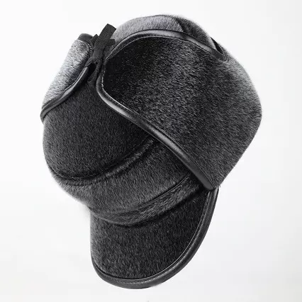 男士秋冬季中老年仿貂毛鸭舌帽雷锋帽保暖护耳皮草棉帽防寒北极绒