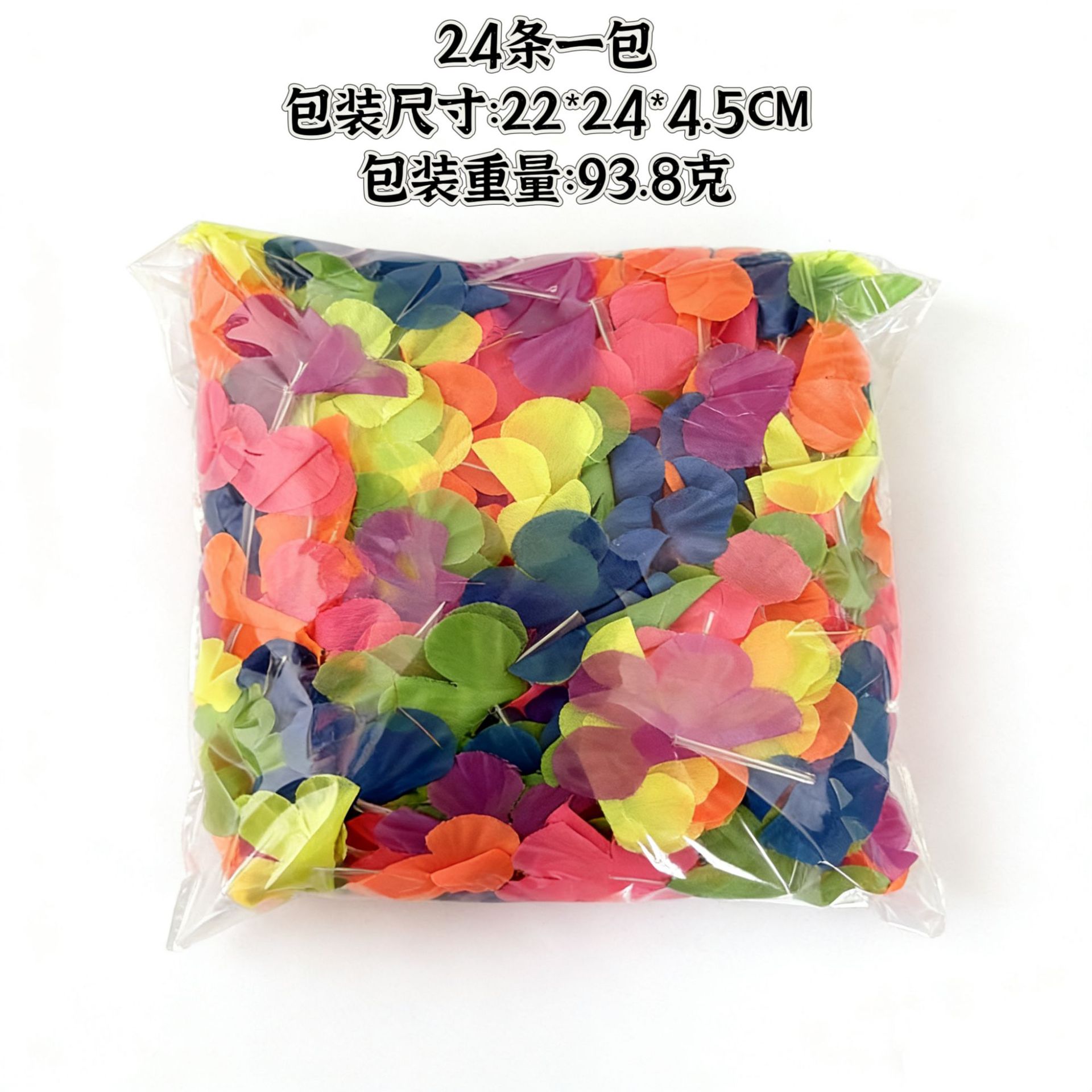 Guirnalda de pétalos de poliéster fluorescente, 24 piezas de 6,5 cm, longitud 100 cm, decoración para vestir, venta al por mayor