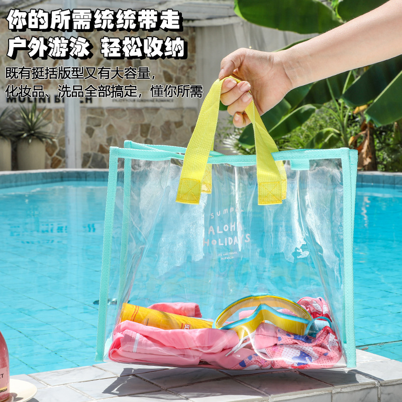 Verano fresco bolsas de playa de color de mano impermeable PVC bolsas de natación transparentes bolsas de mujer bolsas de ropa corta distancia