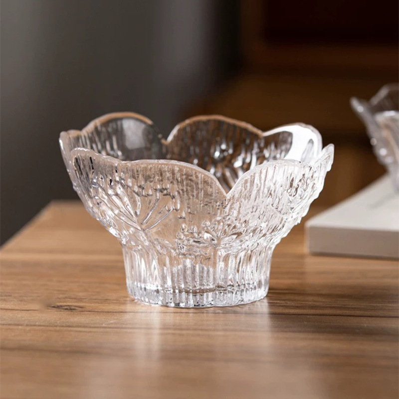 French High-Looking Branch Dessert Salad Bowl Crystal Glass Tall Petal Bowl High-End Sugar Water Bowl Wholesale