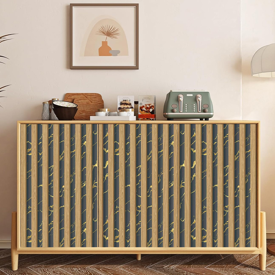 Papel pintado autoadhesivo de madera y mármol negro y amarillo_voghion.com