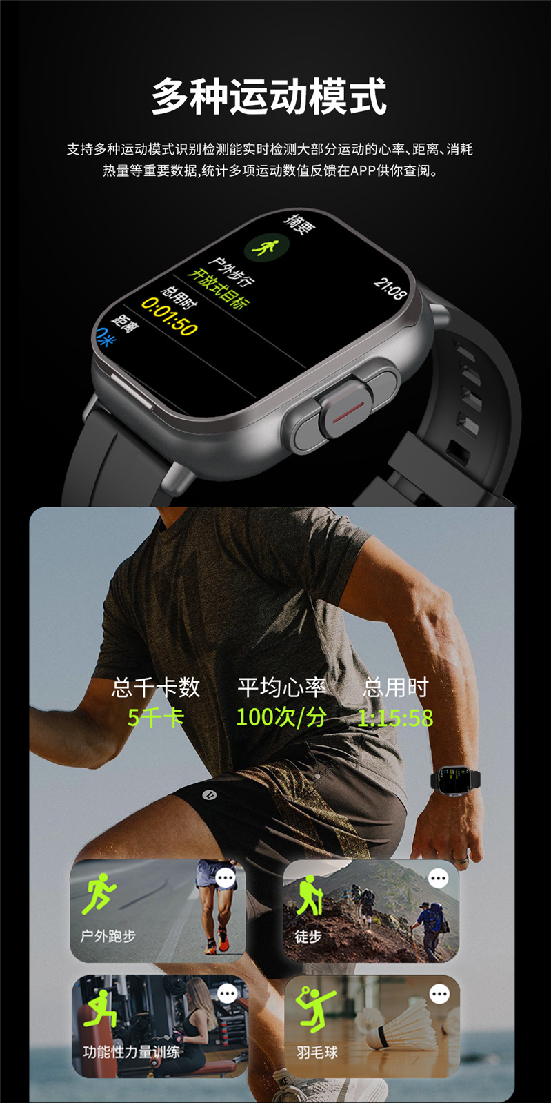 D8 Bluetooth headset, watch, full-screen touch, call, payment, heart rate monitoring, sports bracelet, wireless undefined
