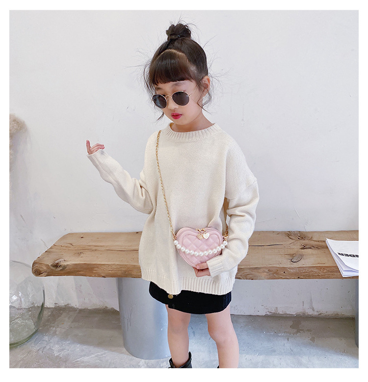 Lingge Pearl Chain Children's Bag Fashion One-shoulder Messenger Bag Coin Purse display picture 15
