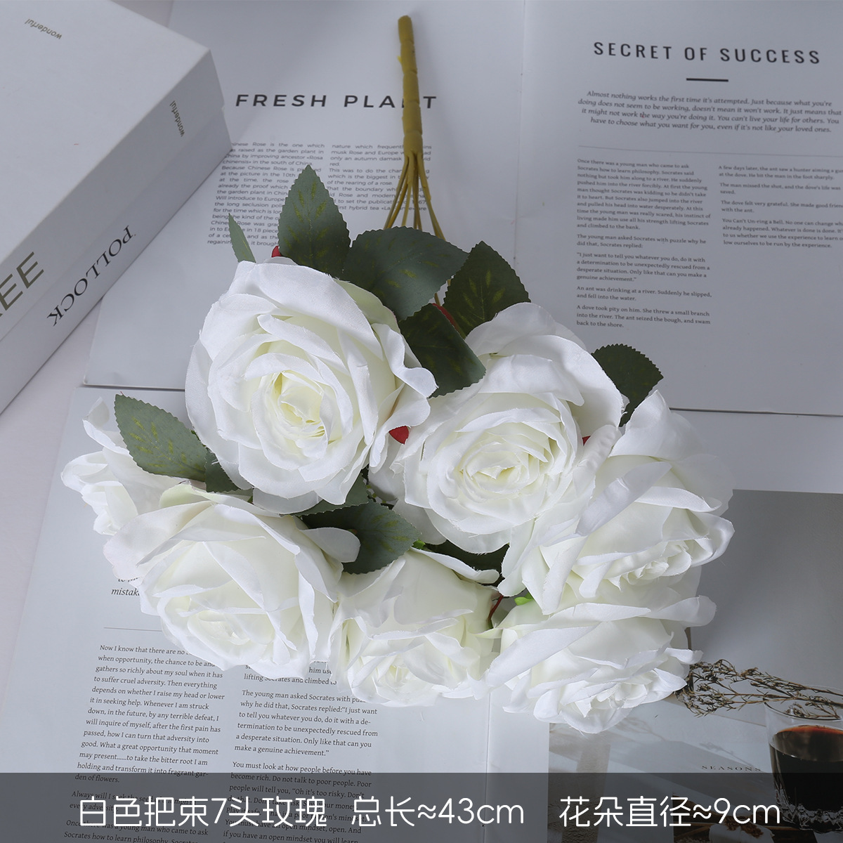 Simulación de 7 flores falsas de rosa princesa escritorio sala de estar DIY decoración de la habitación de bodas de mano accesorios de fotografía de flores