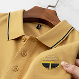 Летняя тонкая комбинированная модная цветная футболка polo, с вышивкой, свободный прямой крой, короткий рукав, (в наличии на складе)