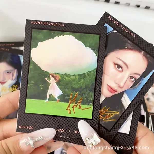 Celebrity peel-and-stick polaroid photo cards, custom gold-signed vinyl cards, high-value hard cards, celebrity signature photocards