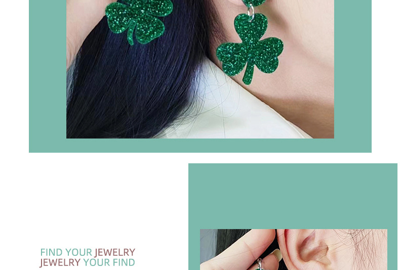 1 Pair Casual Simple Style Shamrock Lips Four Leaf Clover Arylic Drop Earrings display picture 1