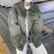 春秋季新款男装牛仔夹克外套长袖翻领开衫青春流行宽松版型男夹克