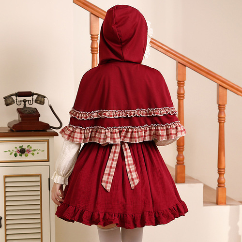 Halloween Little Red Riding Hood Costume June 1st Stage Play Performance Lolita Soft Girl Style Lace Little Red Riding Hood Clothes