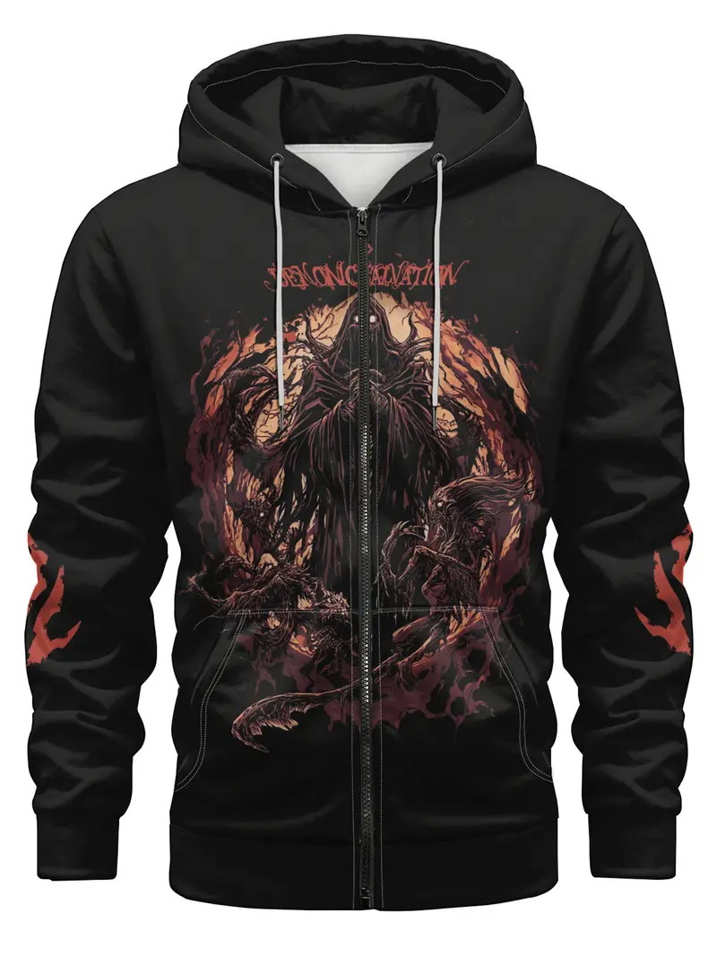 Fábrica al por mayor impresión digital 3D nuevo suéter con capucha chaqueta de suéter de pareja europea y americana serie de calavera MF08