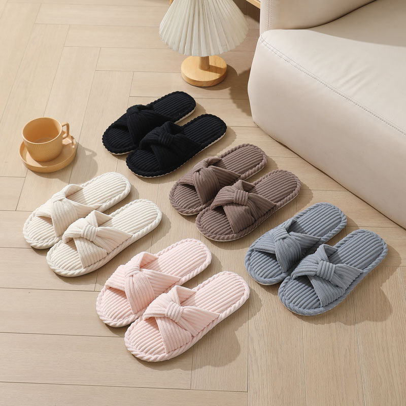 Amazon の人気のクロスボーダーコーデュロイクロスコットンスリッパ秋の家庭用卸売屋内ホーム暖かいスリッパ女性用|undefined