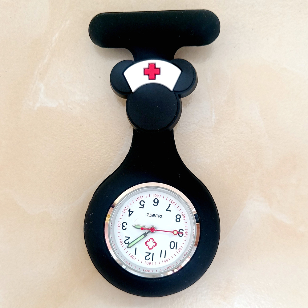 Dibujos animados lindo unisex hospital médico enfermera médico broche de silicona sólida colgando FOB bolsillo regalo reloj