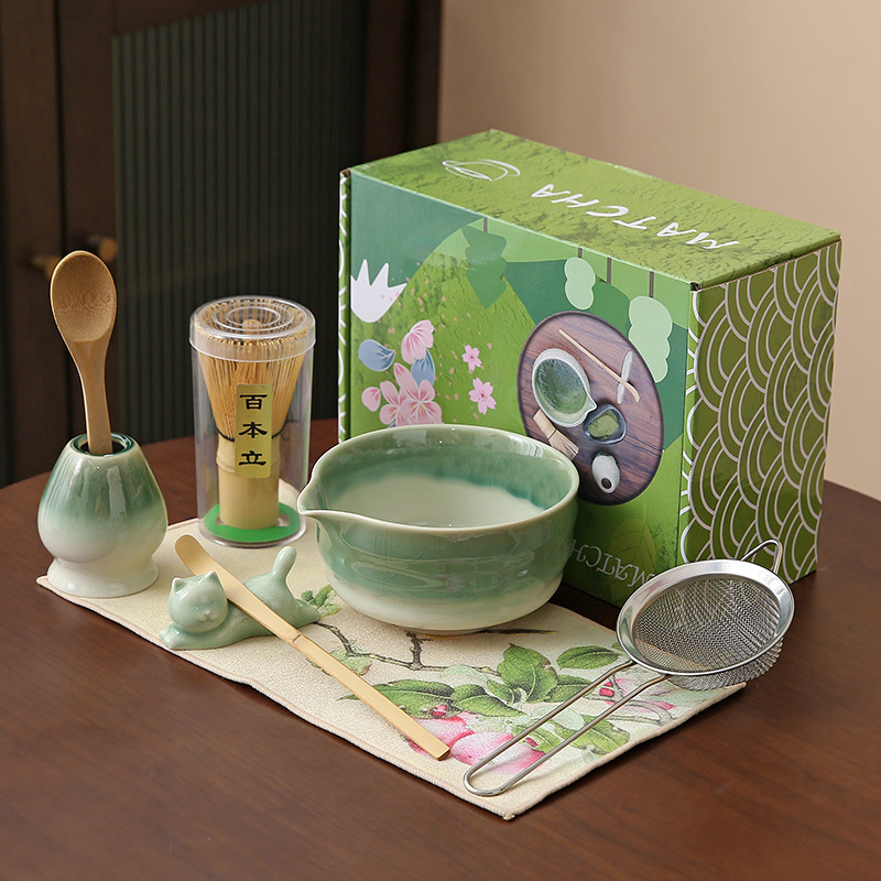 Japonés Matcha tazón Matcha túnica canción té herramientas de pedido taza de té de cerámica taza de té mezclador Matcha cepillo taza de té
