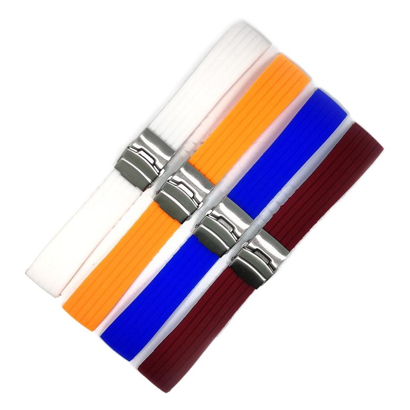 Xingfa Waterproof Sports Vertical Stripe Pattern Silicone Watch Strap with Tire Tread Design, Available in 18, 20, 22, 24mm