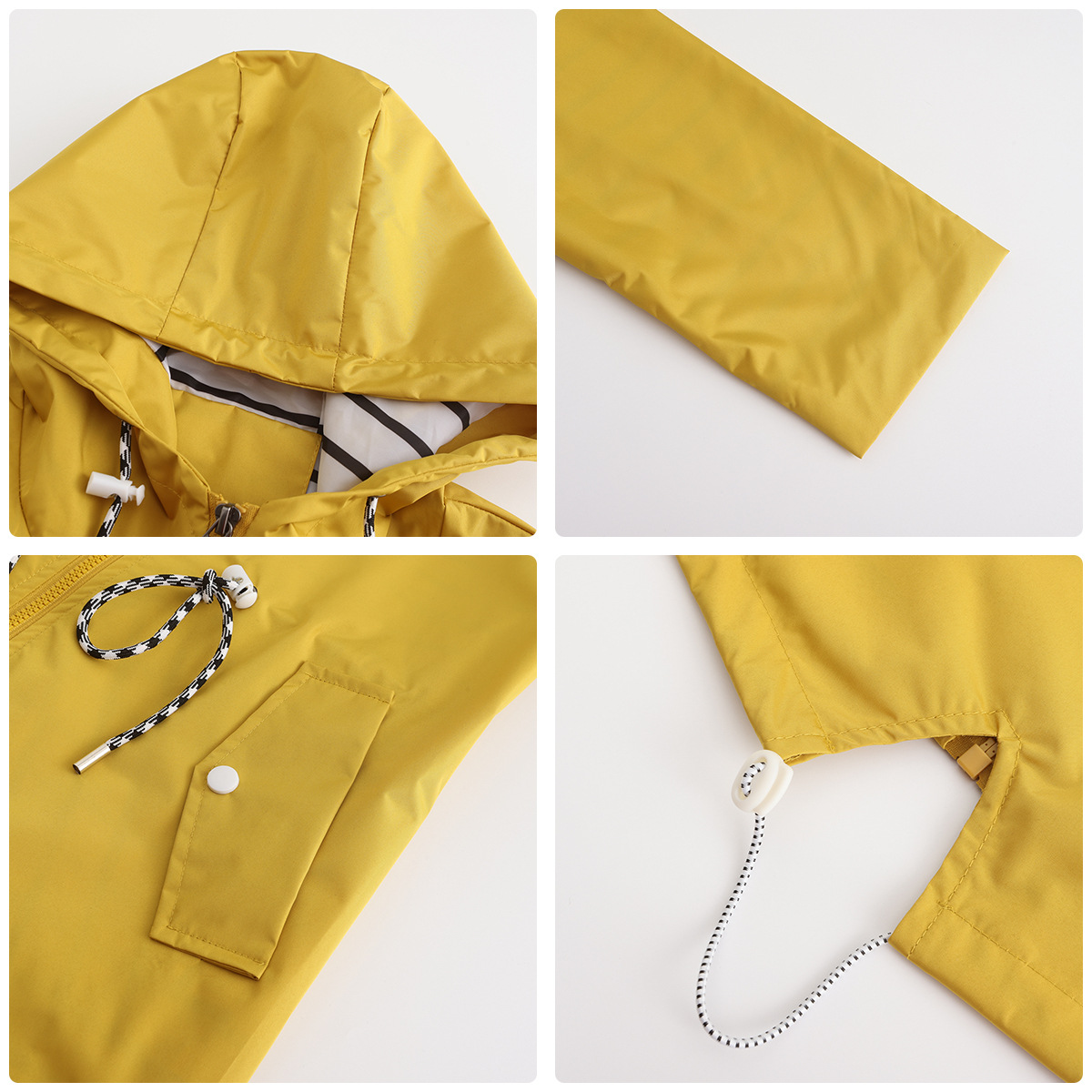 nieuwe lange mouwen anti-spatwater lange windjack dames capuchon gestreepte regenjas cross border plus size dameskleding_voghion.com