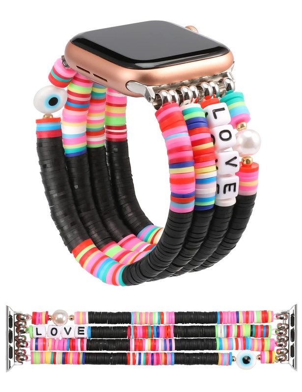 アップルのapple watchの腕時計の女性のかわいいファッションの多彩な弾力性の夏のビーチのビーズのブレスレットを適用します。|undefined