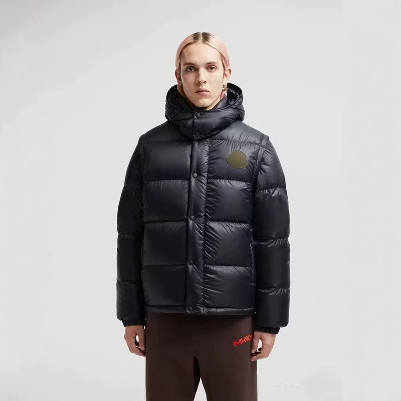 Mengkou large-label detachable-sleeve down jacket, unisex hooded puffer short coat, warm Mengkou large-label detachable-sleeve down jacket, unisex hooded puffer short coat, warm