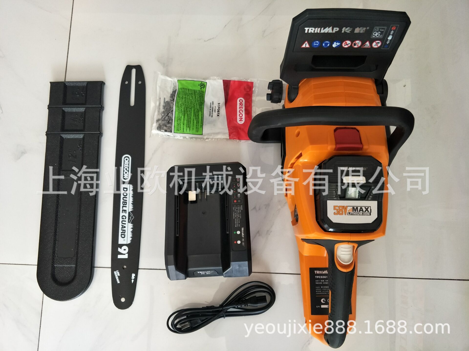 传峰58V锂电锯 充电式修枝伐木锯 TPCS5616手持式电链锯