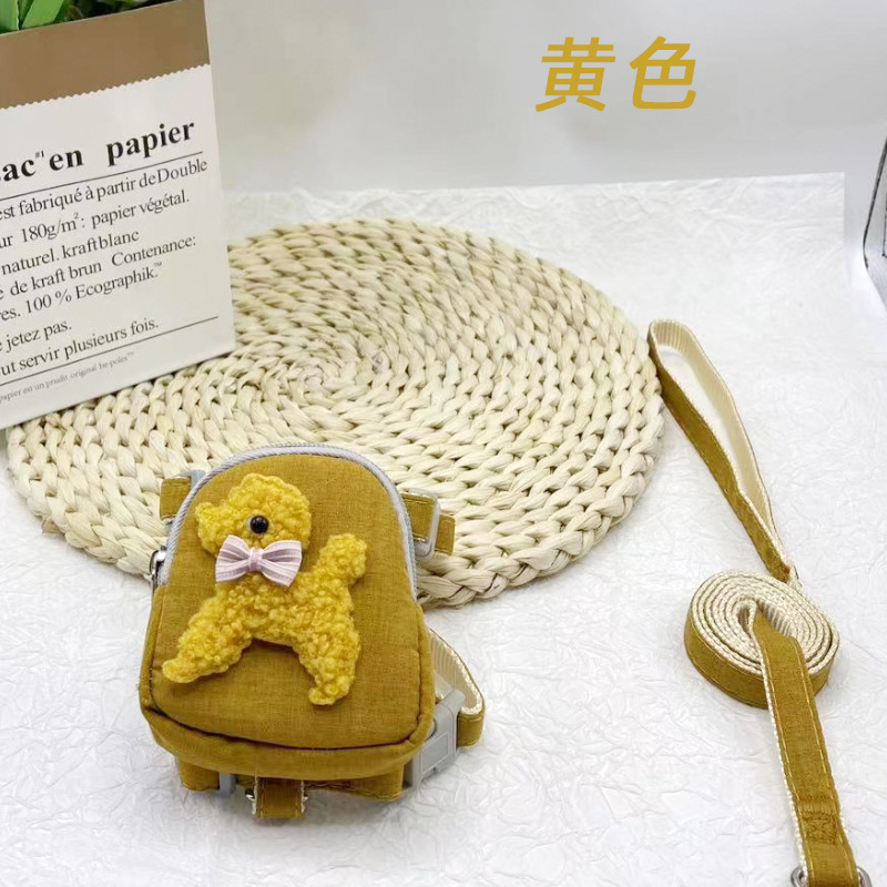 Mochila para mascotas oso de peluche Correa gato perro correa de pecho Cadena de perro cuerda para caminar monedero gato cuerda para caminar