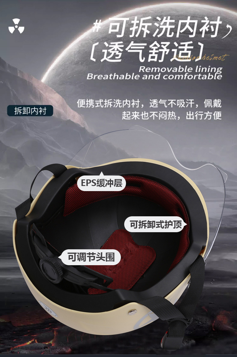 3C Certified Electric Vehicle Helmet, Motorcycle Safety Helmet, Cycling Half Helmet, Protective Commuter Helmet, Anti-Uv