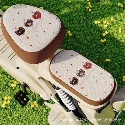 Electric car cushion: Battery Car Bicycle Seat Cushion - electric-bicycle-front-rear-seat-covers-healing-bear-bingdoudou-electric-bicycle-seat-cover-see-details-for-size