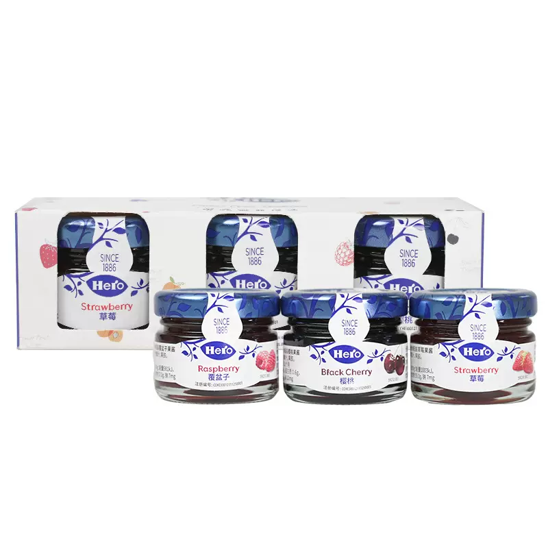Hero英雄 西班牙进口草莓覆盆子果酱精选混合装28.3g*3瓶装伴手礼