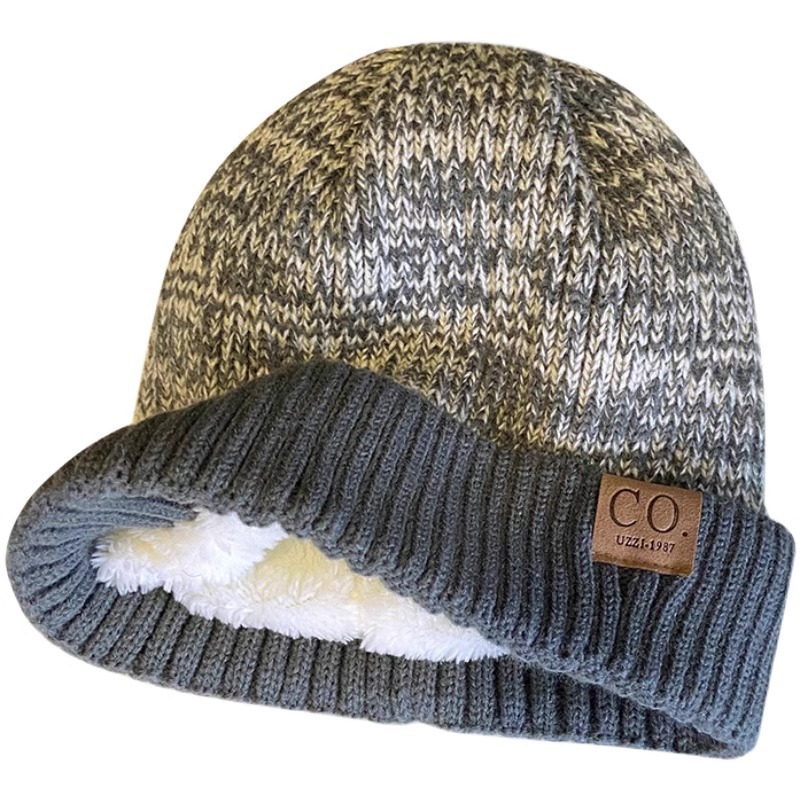 Cold Men, Autumn And Winter Korean Trendy Warm Knitted Hat, Japanese Style Versatile Fleece-Lined Ear Protection Wool_voghion.com