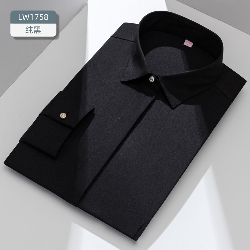 LOGO personalizado camisa de fibra de bambú para mujeres mangas largas sin quemar anti-arrugas ropa de trabajo de negocios camisa blanca image 11