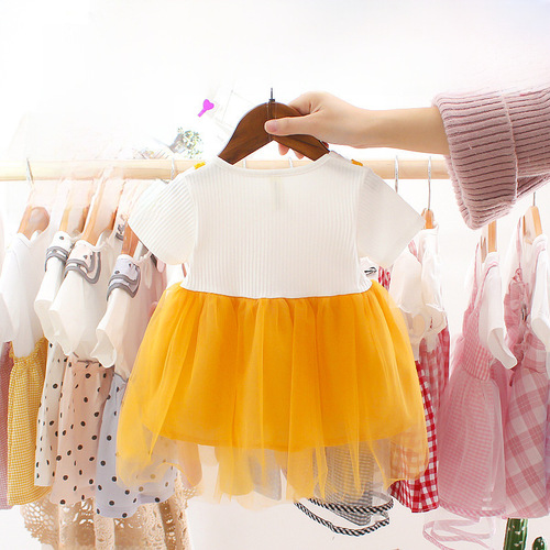 Summer Dress for Girls, Baby Infants, Korean Version, Short Sleeve, Children's Princess Skirts, Stylish Cotton Summer Wear, 2024 New Arrival